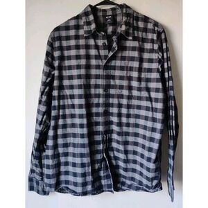 Oakley‎ Men's Button Down Gray/Black Plaid Long Sleeve Size Medium